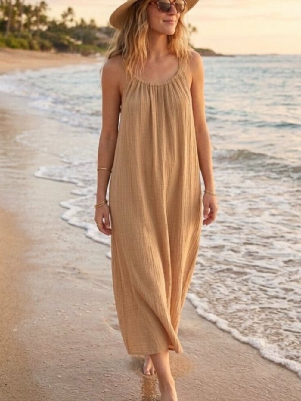 Old Navy Sleeveless Maxi Dress in Tan